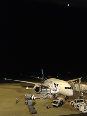 お月様とB787-8 DreamLiner